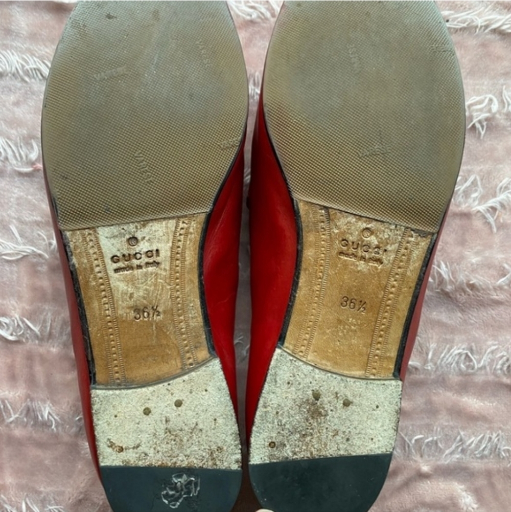 Gucci Red Leather Women's Loafers - Picture 6 of 9
